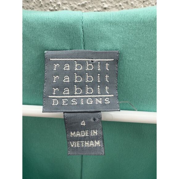 Rabbit Rabbit Rabbit Designs Womens Dress Size 4 Teal White Lace 3/4 Bell Sleeve - Picture 4 of 11